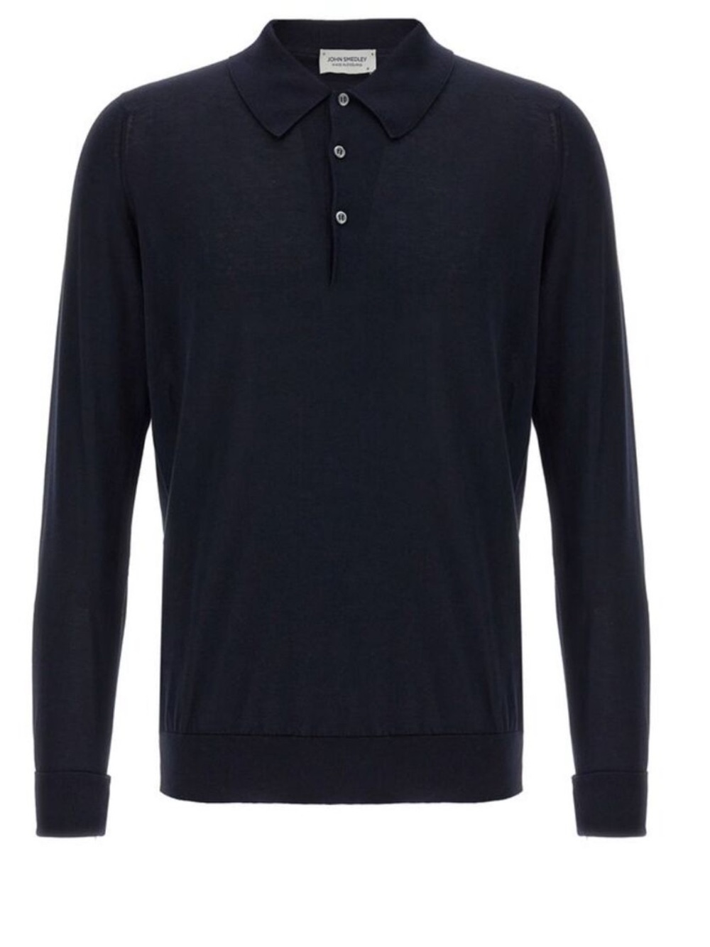 John Smedley Dark Navy Long-Sleeve Polo Shirt